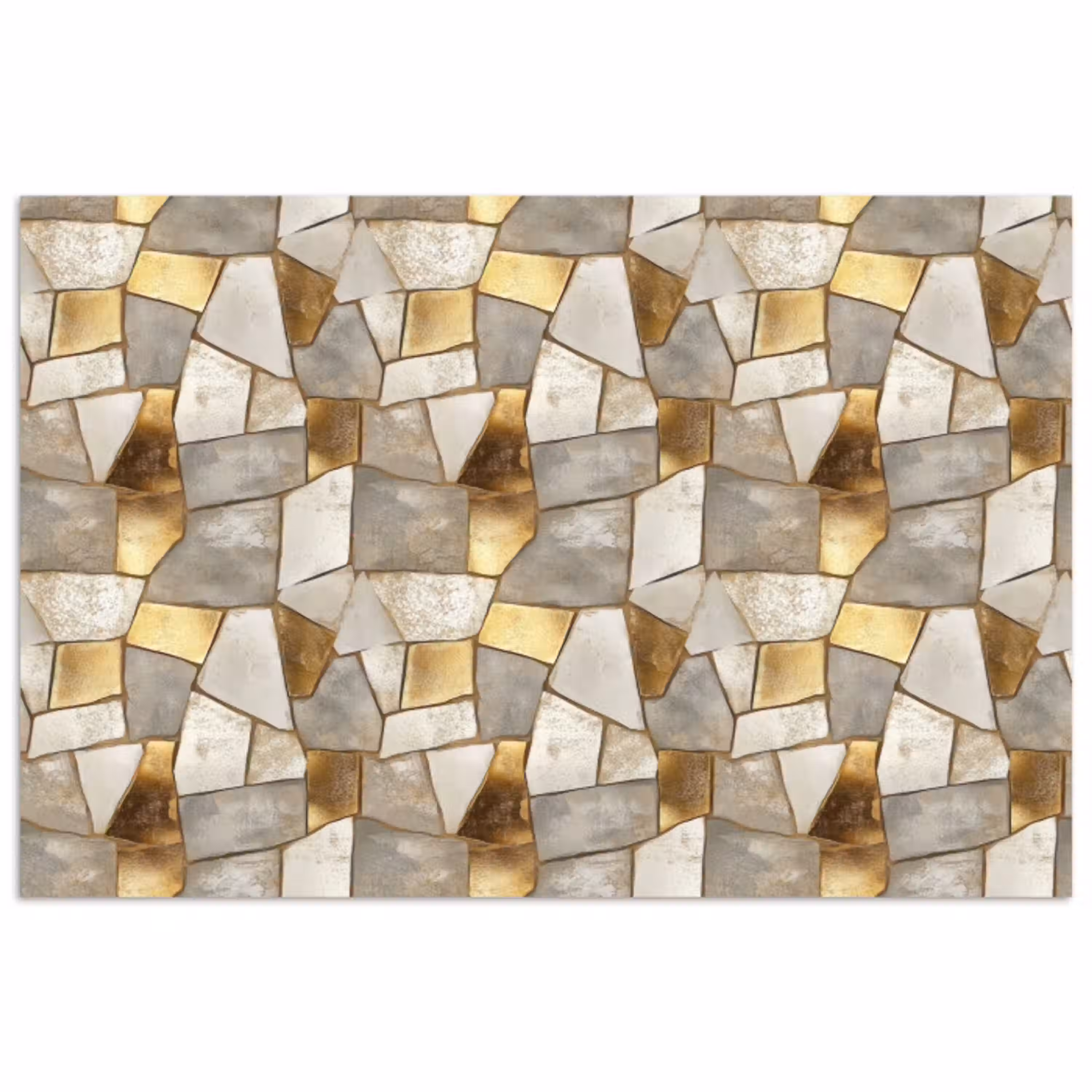 Mozaïek - Marmer - Goud poster papier klein 62 -3d