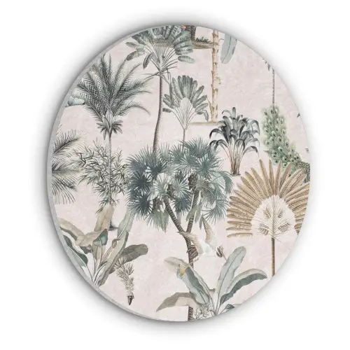 Vintage - Jungle - Dieren - Natuur Akoestische PET Vilt - Rond klein -3d