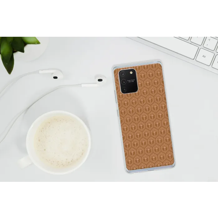 Bruin - Roze - Geometrisch - Patroon Telefoonhoesje Samsung Galaxy S10 Lite klein 364 -oordopS10Lite