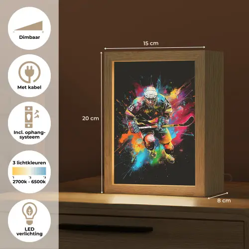 Graffiti - Sport - IJshockey - Hockey Light Box met kabel (Tafellamp) klein -USP_NL