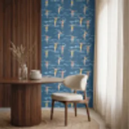 Zwemsters- Retro - Blauw Behang Vinyl klein 1060 -sfeer1