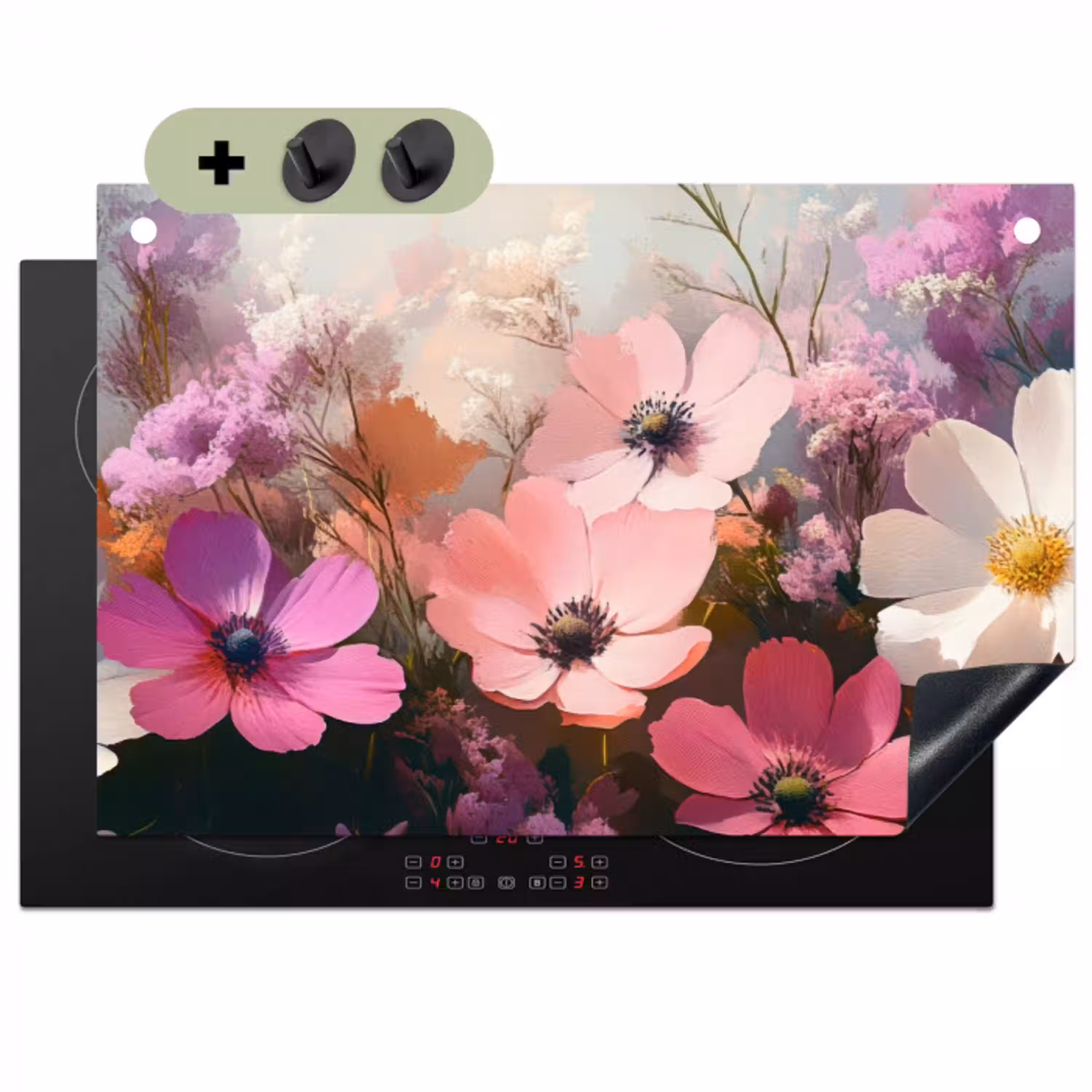 Bloemen - Kleurrijk - Bloei Inductie beschemer met haakjes klein -3d