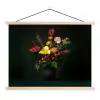 Bloemen - Vaas - Zwart textielposter latten blank klein -3d