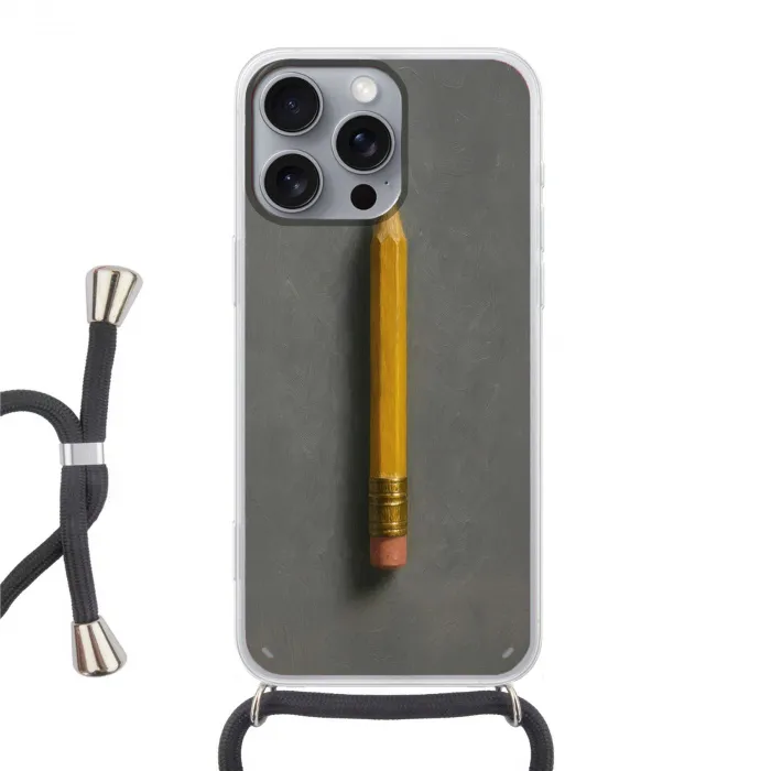 Potlood - Schilderij - Geel Hoesje iPhone 16 Pro Max met koord klein -3d