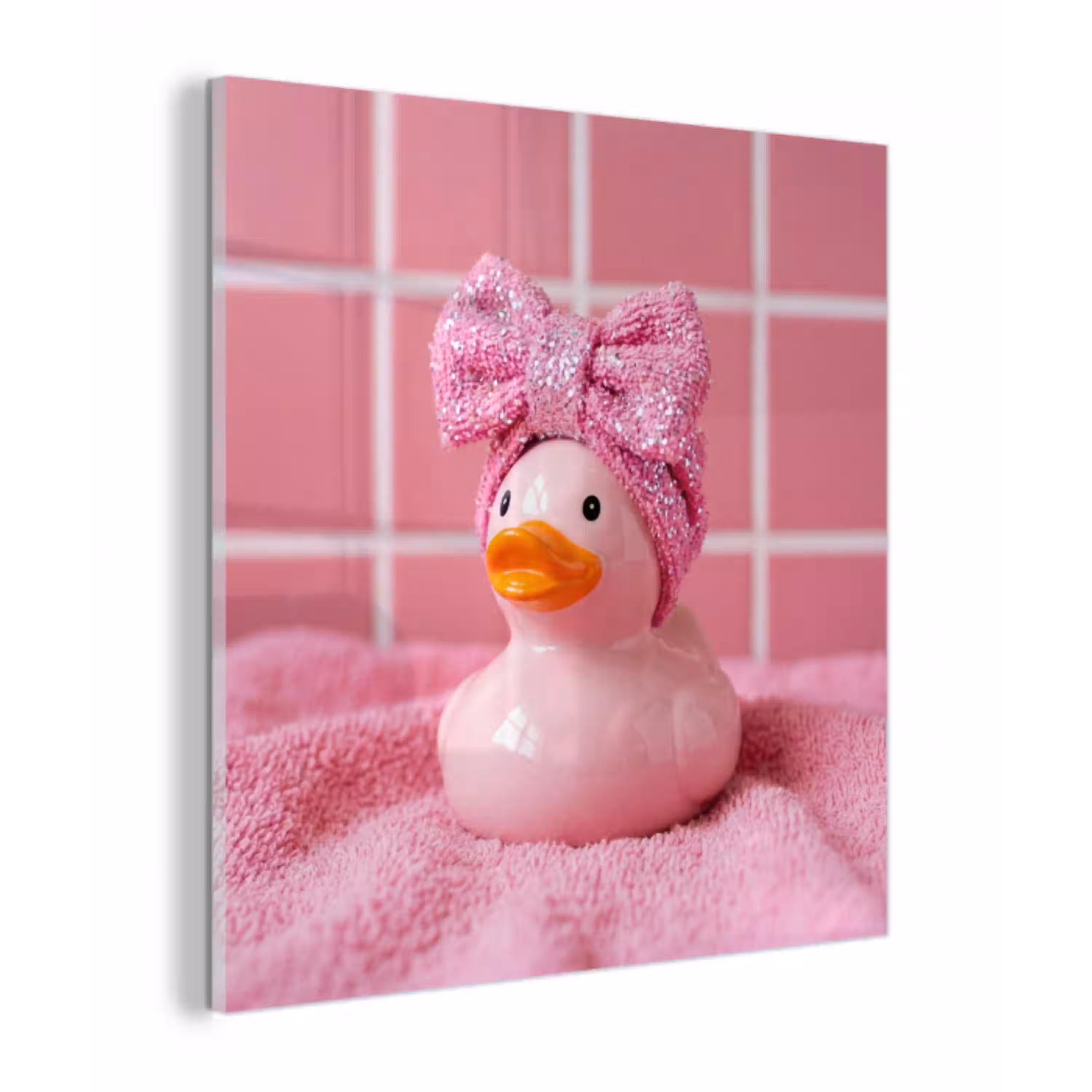 Badeend -Strik - Roze plexiglas 5mm klein -z3d