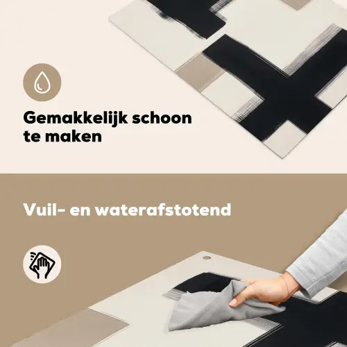 Zwart - Abstract - Japandi Inductie beschemer met haakjes klein -ky-schoon-nl