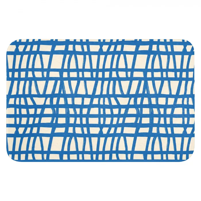 Ruitpatroon - Blauw - Crème Badmat klein 997 -3d