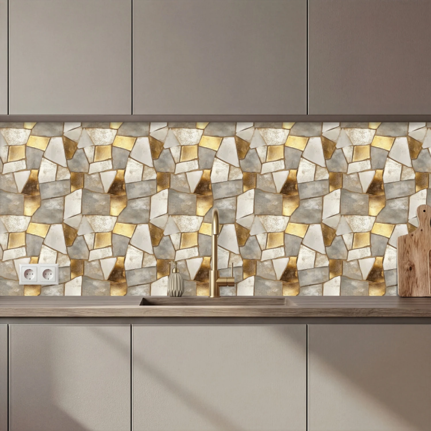 Mozaïek - Marmer - Goud keuken achterwand 2 middel 871 zz_3dshopping