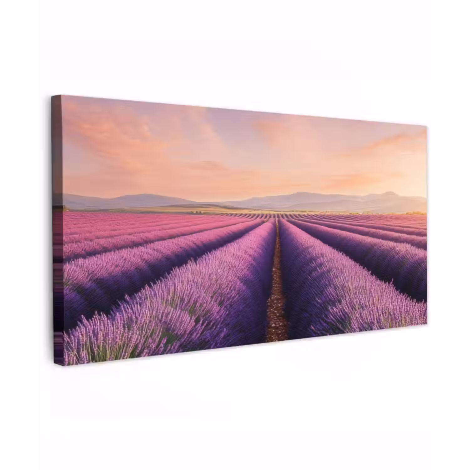 Buiten canvas - Lavendelveld - Zonsondergang - Paars - Bloemen
