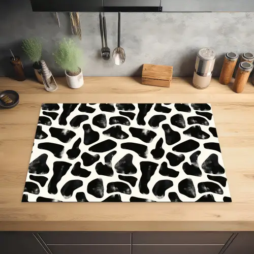 Dierenpatroon - Vlekken - Zwart - Wit Inductie beschermer vinyl 3mm klein 276 -sfeer5