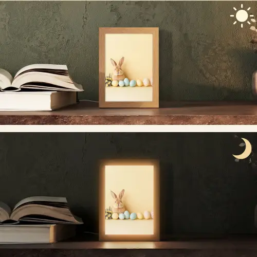 Eieren -  Konijn - Pasteltinten Light Box met kabel (Tafellamp) klein -sfeer3