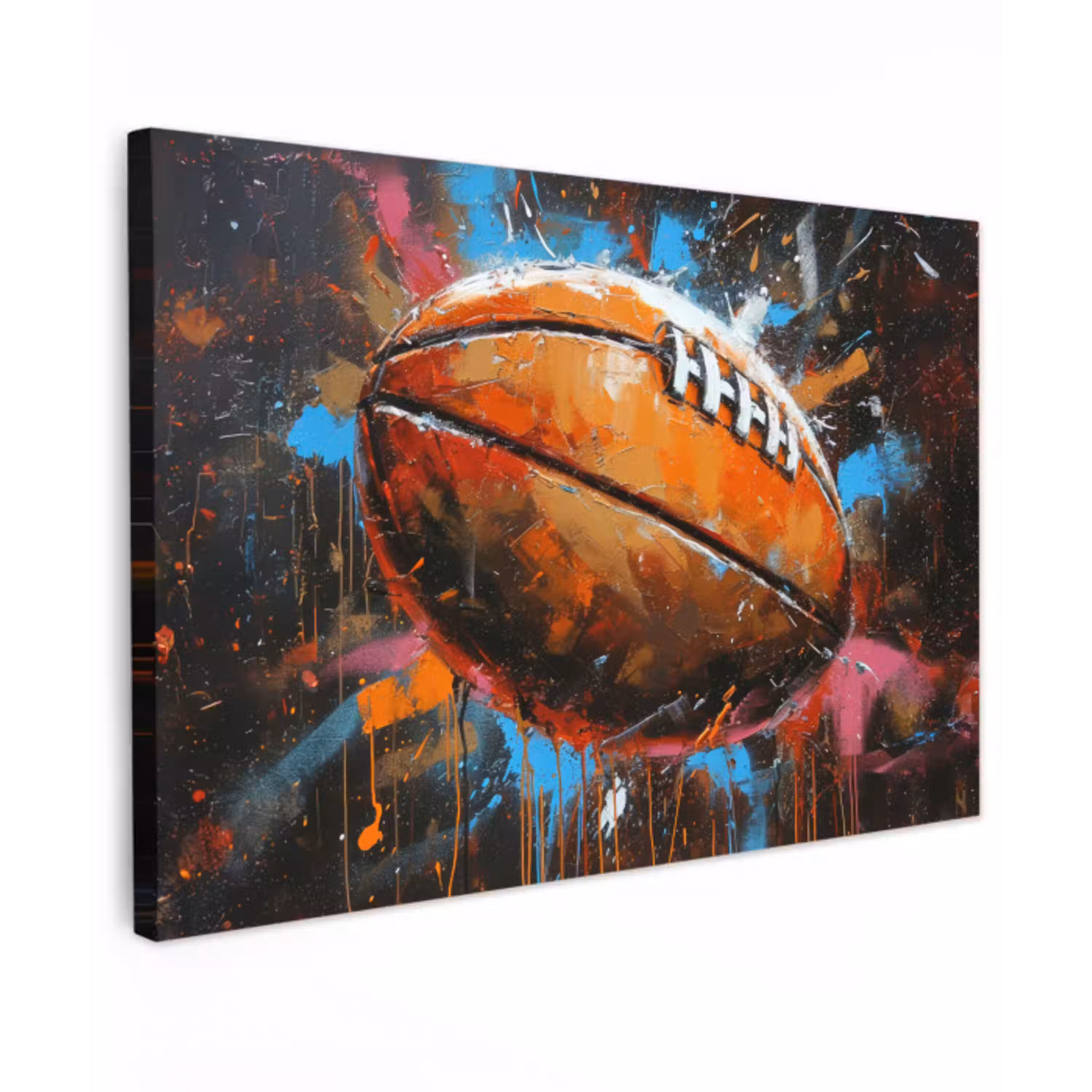 Graffiti - Rugby - Kleurrijk - Rugbybal canvas 2cm klein -z3d