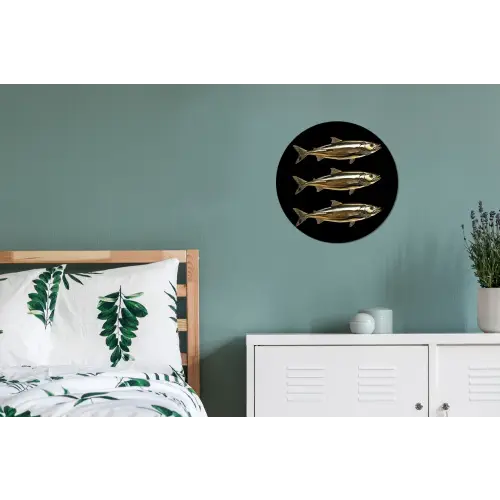 Vissen - Goud - Zwart Wandcirkel aluminium klein -slaapkamer