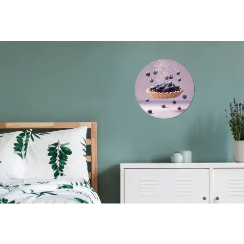 Eten - Taart - Bessen - Blauw Wandcirkel aluminium klein -slaapkamer