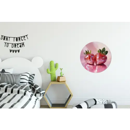 Disco - Fruit - Glitter - Strawberry Wandcirkel aluminium klein -kinderkamer