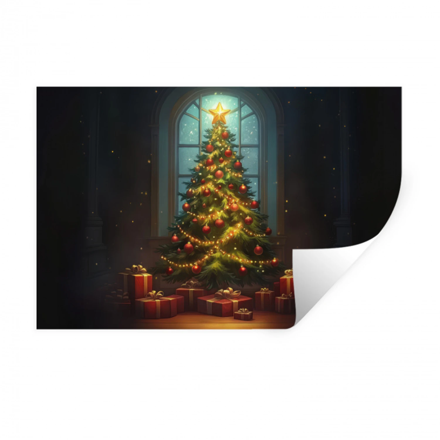 Kerstboom - Cadeau - Kerst - Winter Muursticker klein -3d
