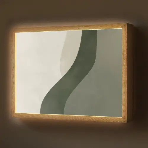 Japandi - Groen - Abstract - Modern Light Box met batterij (Wandlamp) middel -z3d_website