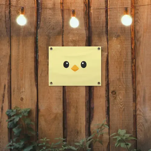 Kuiken - Vrolijk - Geel - Minimalistisch tuinposter los doek klein -sfeer1