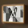 Buldog - Zwart - Abstract - Vlakken Light Box met batterij (Wandlamp) middel -z3d_website