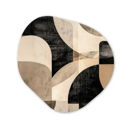 Abstract - Vormen - Modern - Beige Wandcirkel Organisch Forex 3mm klein -3d