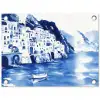 Dorp - Rotswand - Roeiboot - Water tuinposter los doek klein -3d