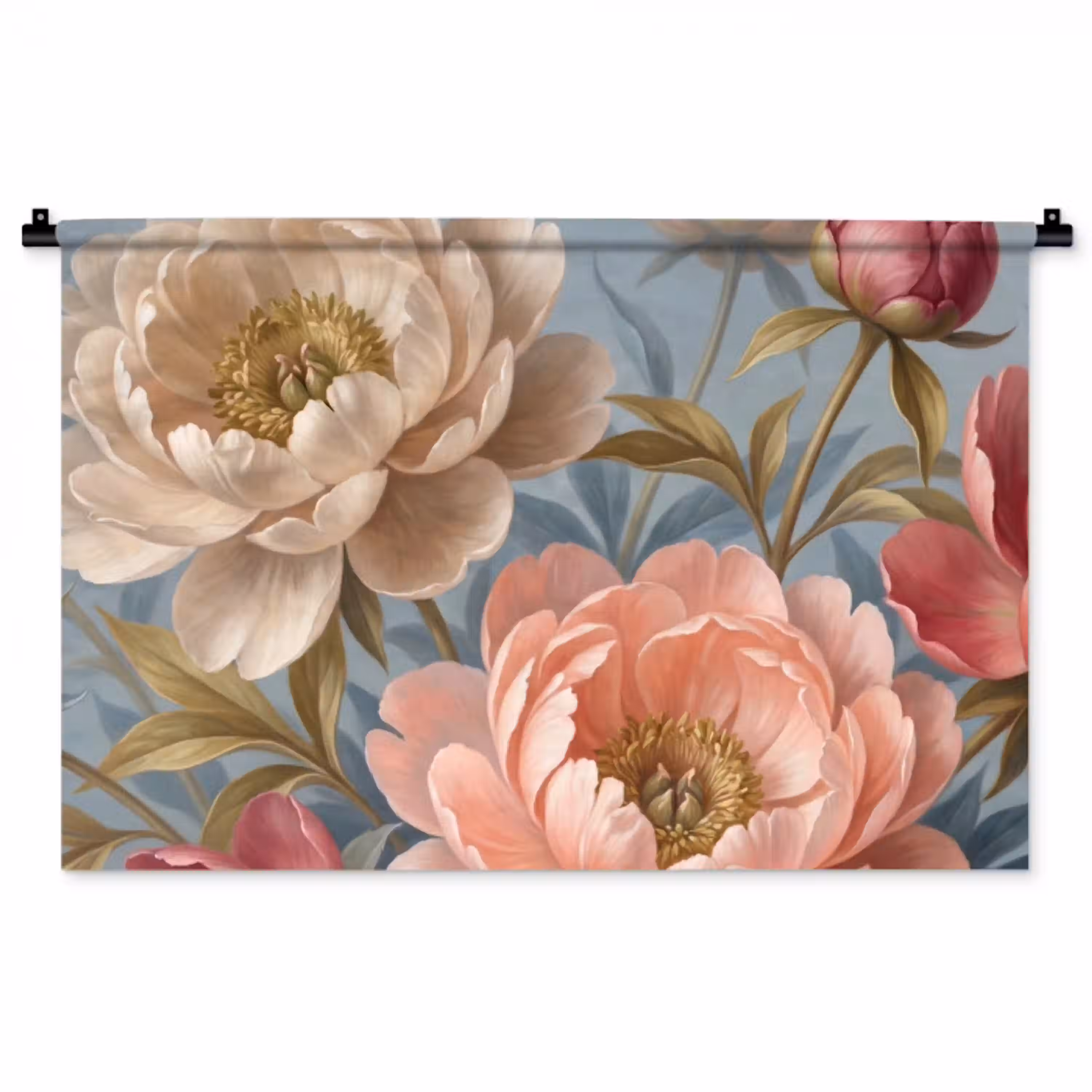 Bloemen - Roze - Beige - Modern - Natuur Wandkleed katoen middel -zz3d