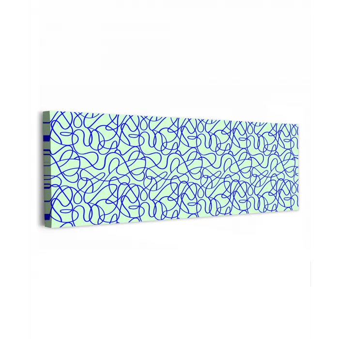Mint - Blauw - Lijnen - Abstract canvas 2cm klein 828 -z3d