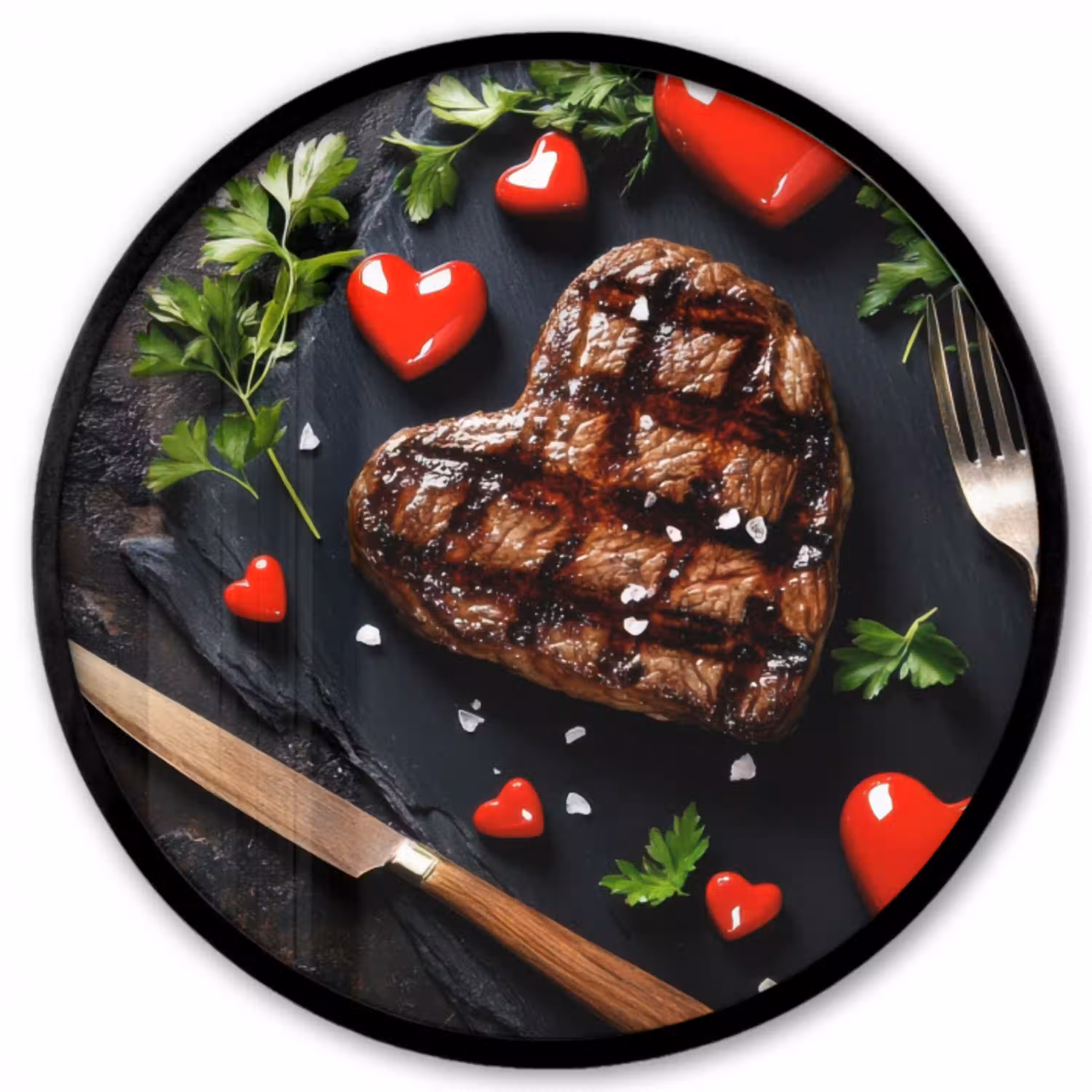Steak - Hart - Bestek Fotolijst rond zonder passe partout klein -3d