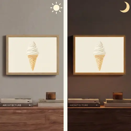 Softijs - Hoorntje - Wit Light Box met batterij (Wandlamp) middel -sfeer3
