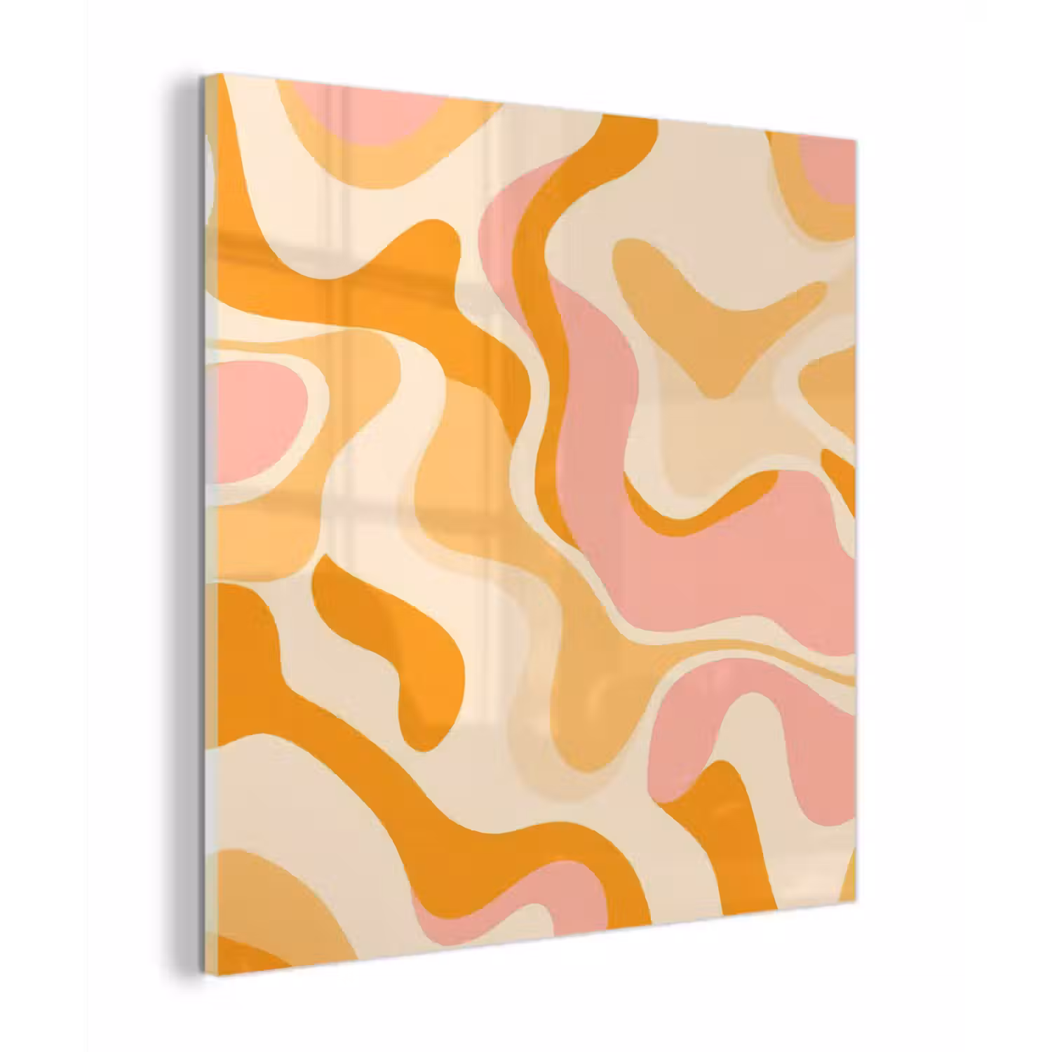 Glas schilderij - Abstract - Golvend - Oranje