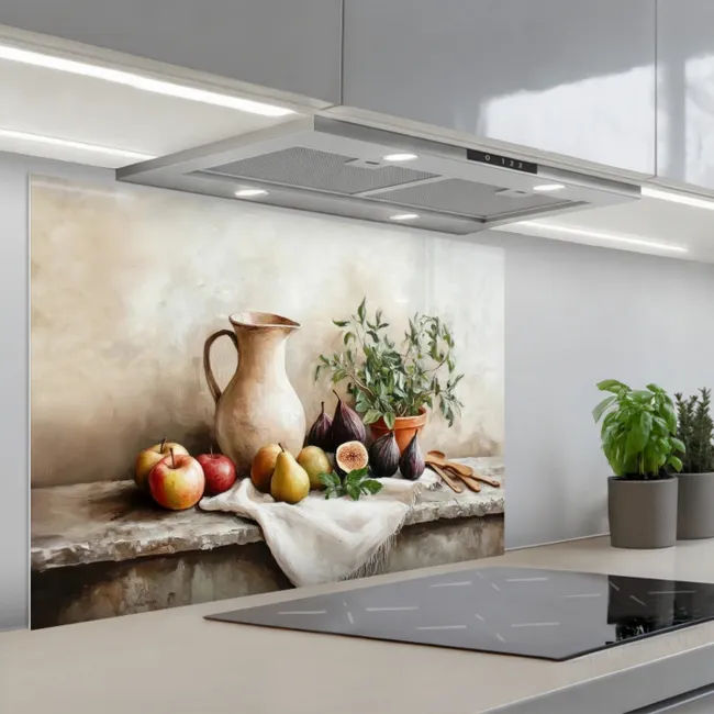 KitchenYeah© Spatscherm Keuken 60x40 cm Kookplaat Achterwand Beschermer Muur Spatwand Fornuis Aluminium Hittebestendig - Kruiden - Lepels - Zout - Specerijen - Zwart