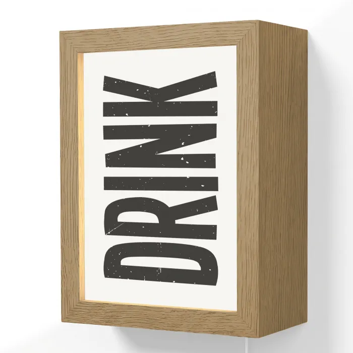 Drink - Zwart - Wit - Decoratie Light Box met kabel (Wandlamp) klein -3d