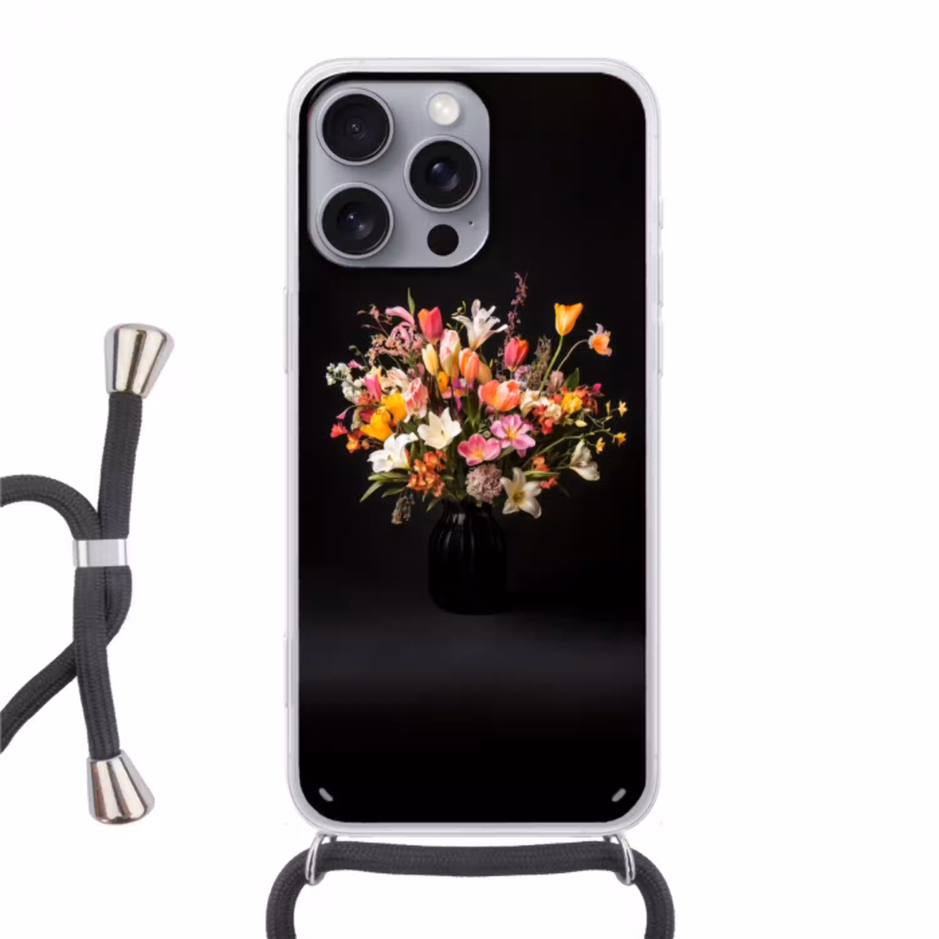 Vaas - Bloemen - Tulpen Hoesje iPhone 16 Pro Max met koord klein -3d