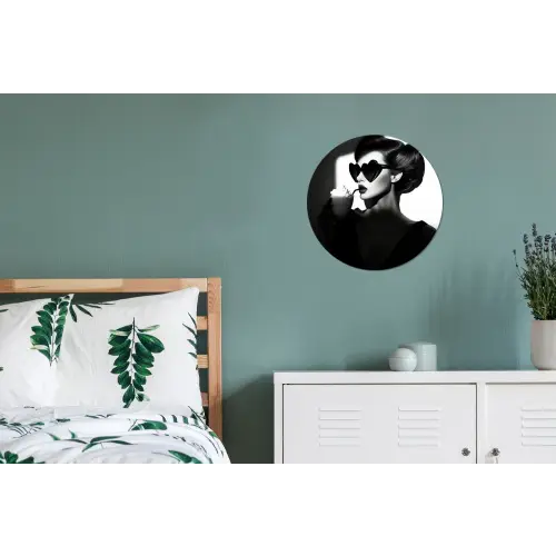 Vrouw - Zwart - Hart Wandcirkel aluminium klein -slaapkamer
