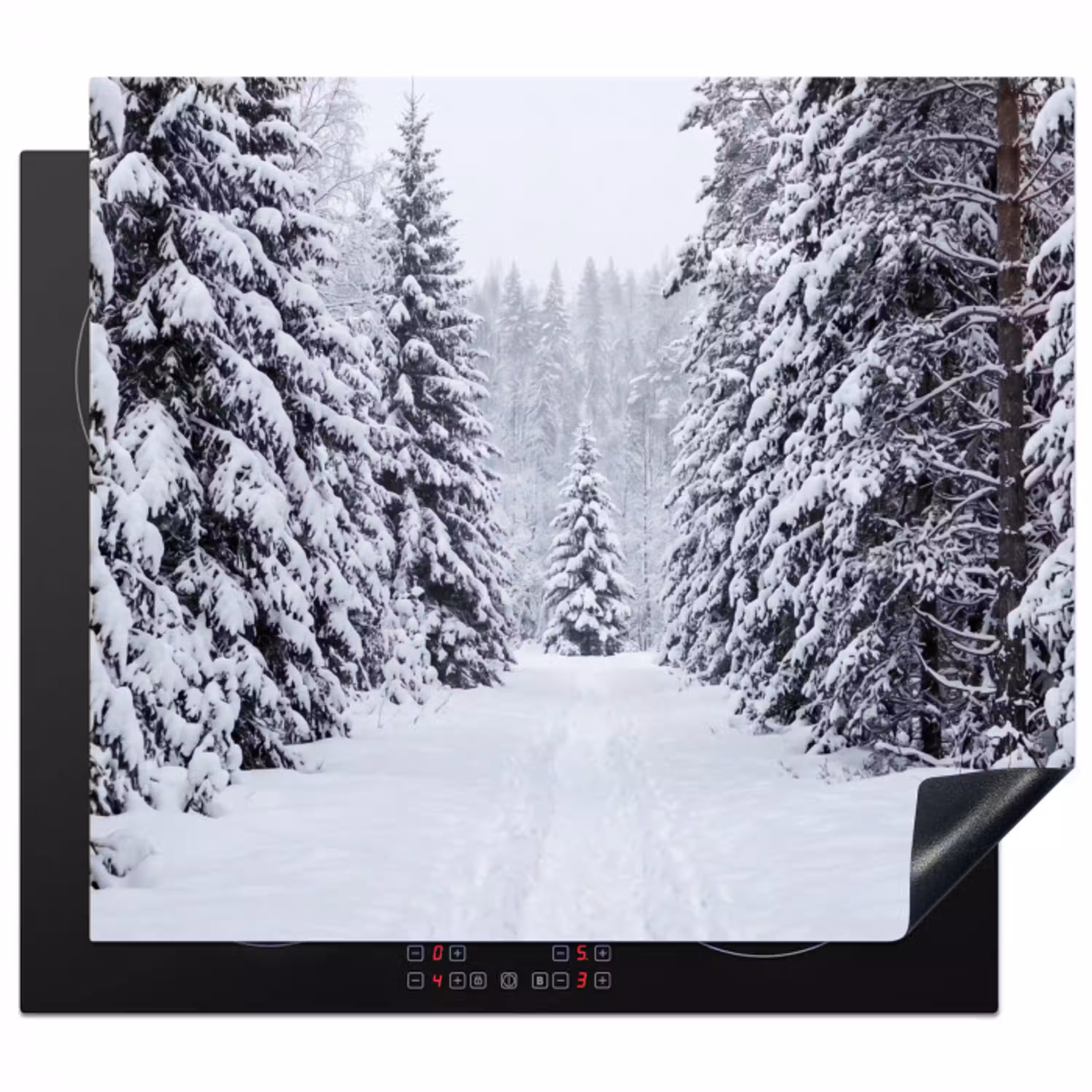 Bos - Winter - Sneeuw - Pad - Natuur Inductie beschermer vinyl 3mm middel -3d