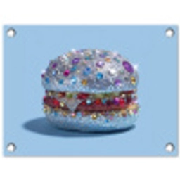 Glitters - Hamburger - Blauw tuinposter los doek klein -3d