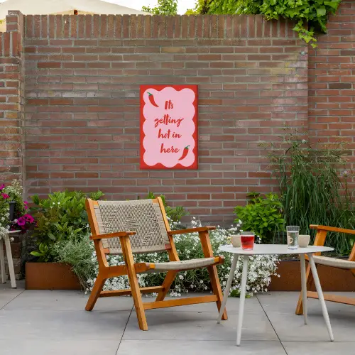 Chilipeper - Red - Hot - Quotes Tuinposter op houten frame 2 cm dik klein -sfeer3