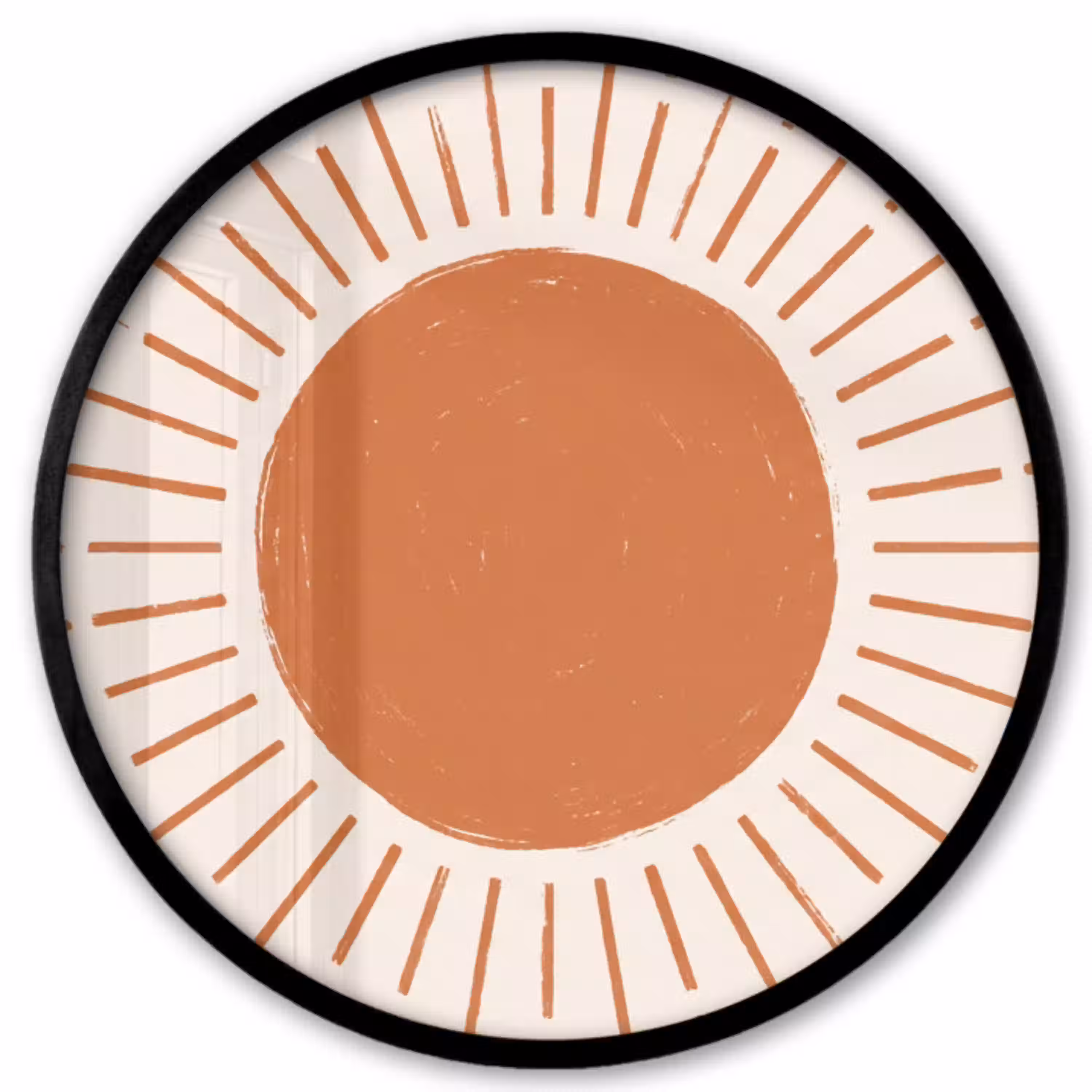 Zon - Stralen - Abstract - Terracotta - Modern Fotolijst rond zonder passe partout klein -3d