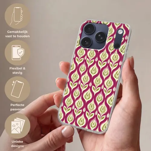 Retro - Floraal - Paars Telefoonhoesje iPhone 17 Pro klein 878 -sfeer3_NL