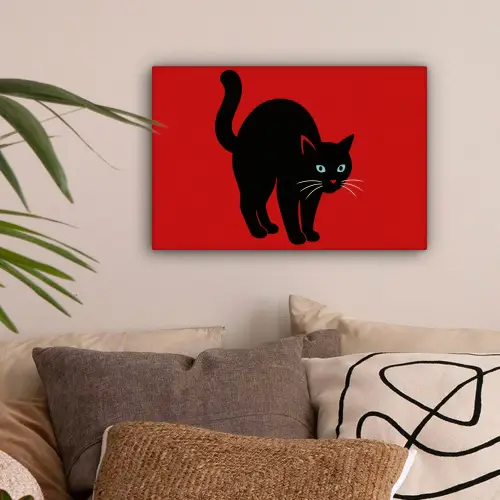 Kat - Zwart - Staart canvas 2cm klein -sfeer1