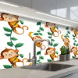 Apen - Lianen - Kleurrijk keuken achterwand 2 middel 871 -3d_schuin