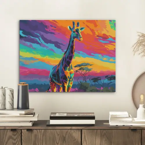 Giraffe - Savanna - Lucht - Gekleurd PET vilt klein -sfeer1