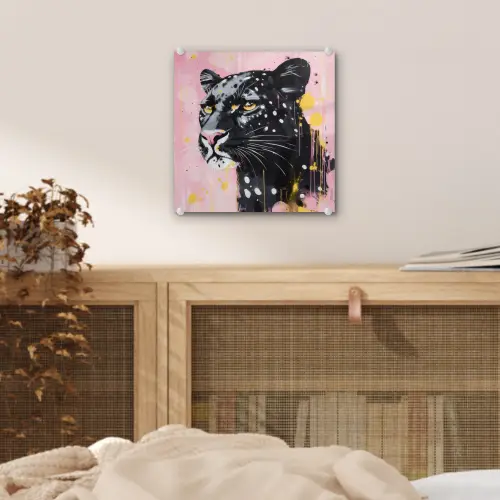 Zwart - Panter - Roze - Abstract plexiglas 5mm klein -sfeer4