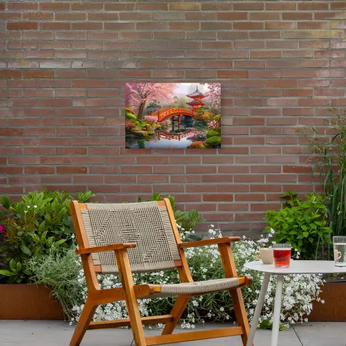 Lentebloei in Japanse Tuin Tuinposter op houten frame 2 cm dik klein -sfeer3