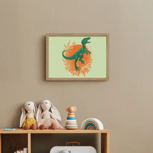 Dinosaurus - Groen - Planten - Cirkel Light Box met batterij (Wandlamp kind) middel -sfeer2_kind