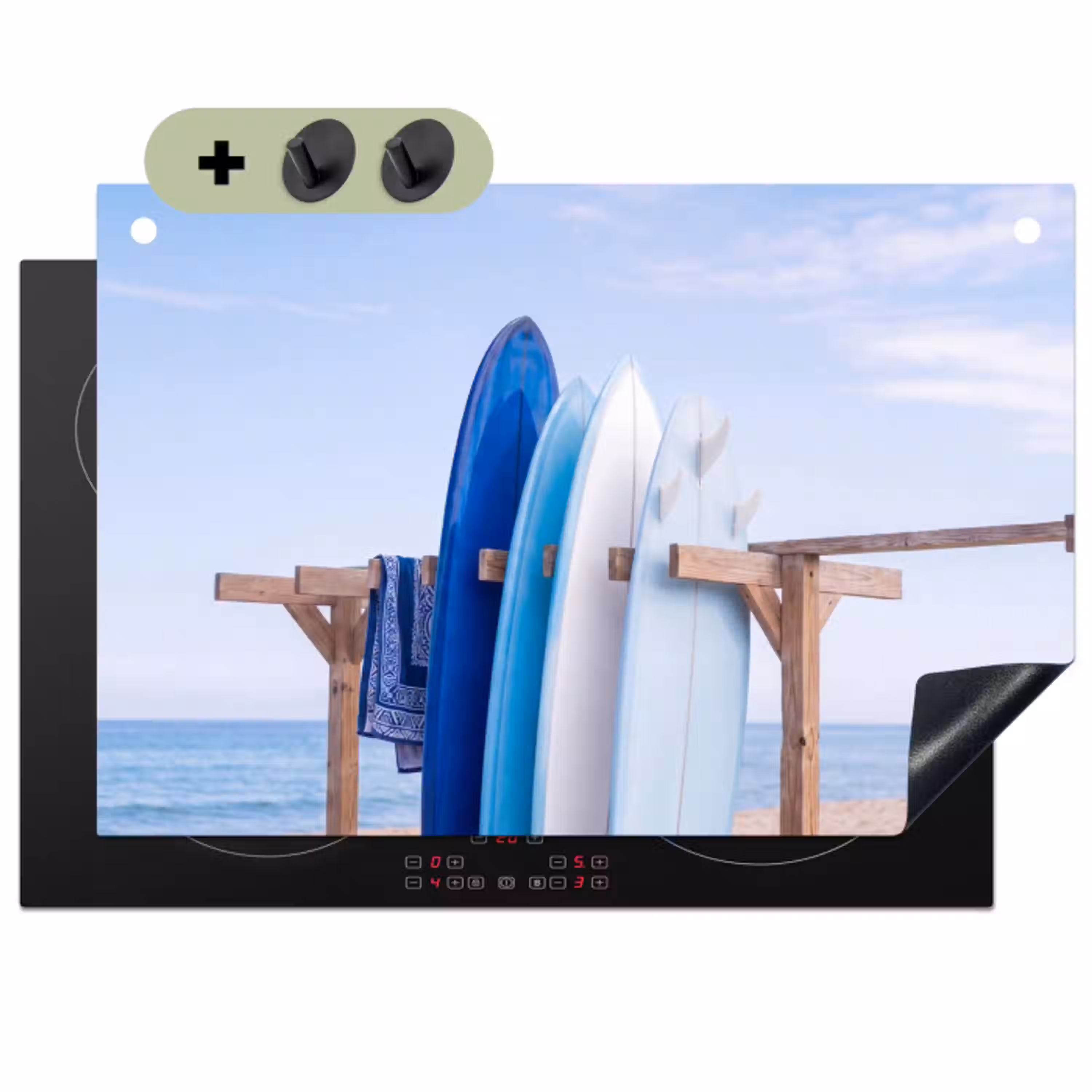 Surfplank - Strand - Zomer - Blauw - Water Inductie beschemer met haakjes klein -3d