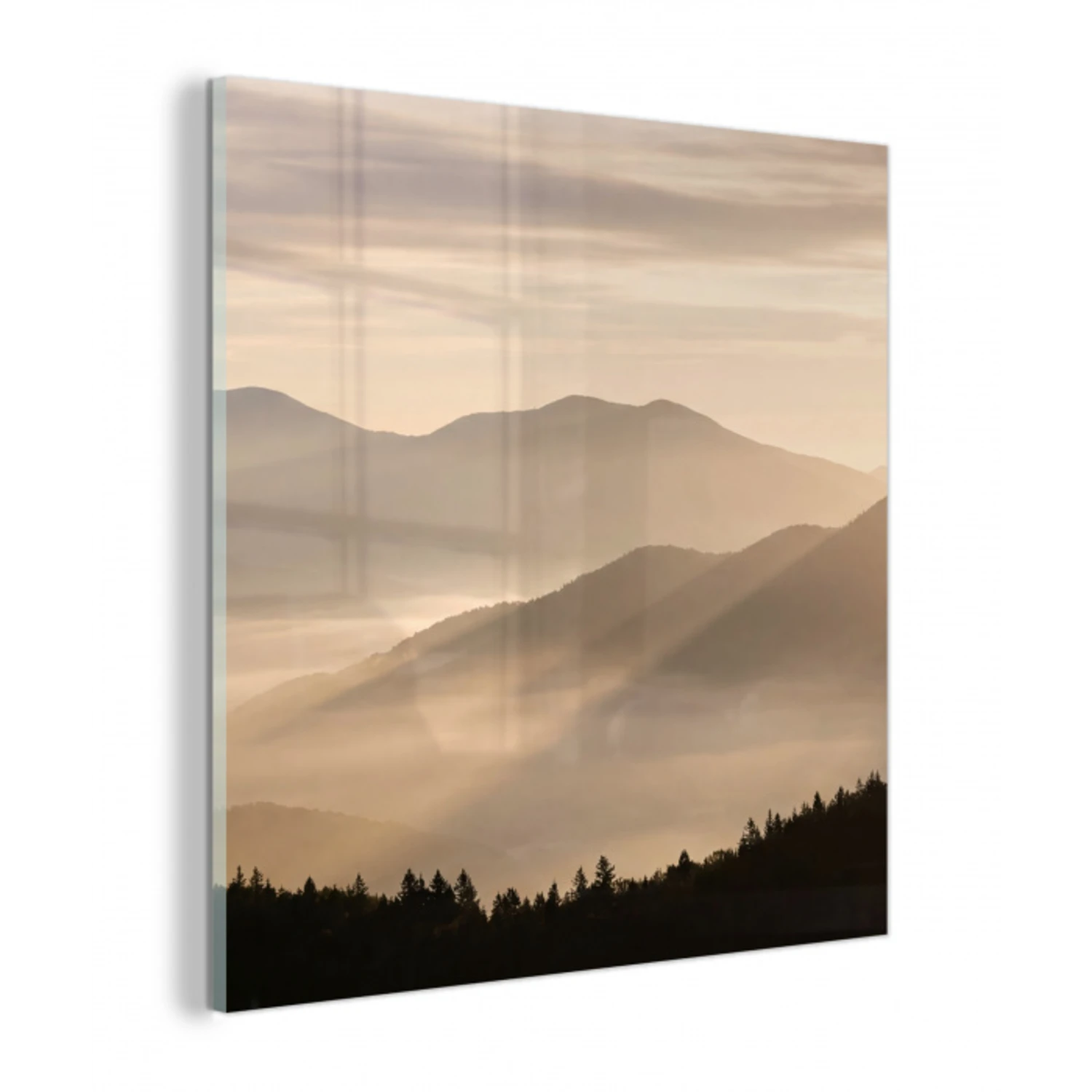 Bergen - Mist - Zonnestralen plexiglas 5mm klein -z3d