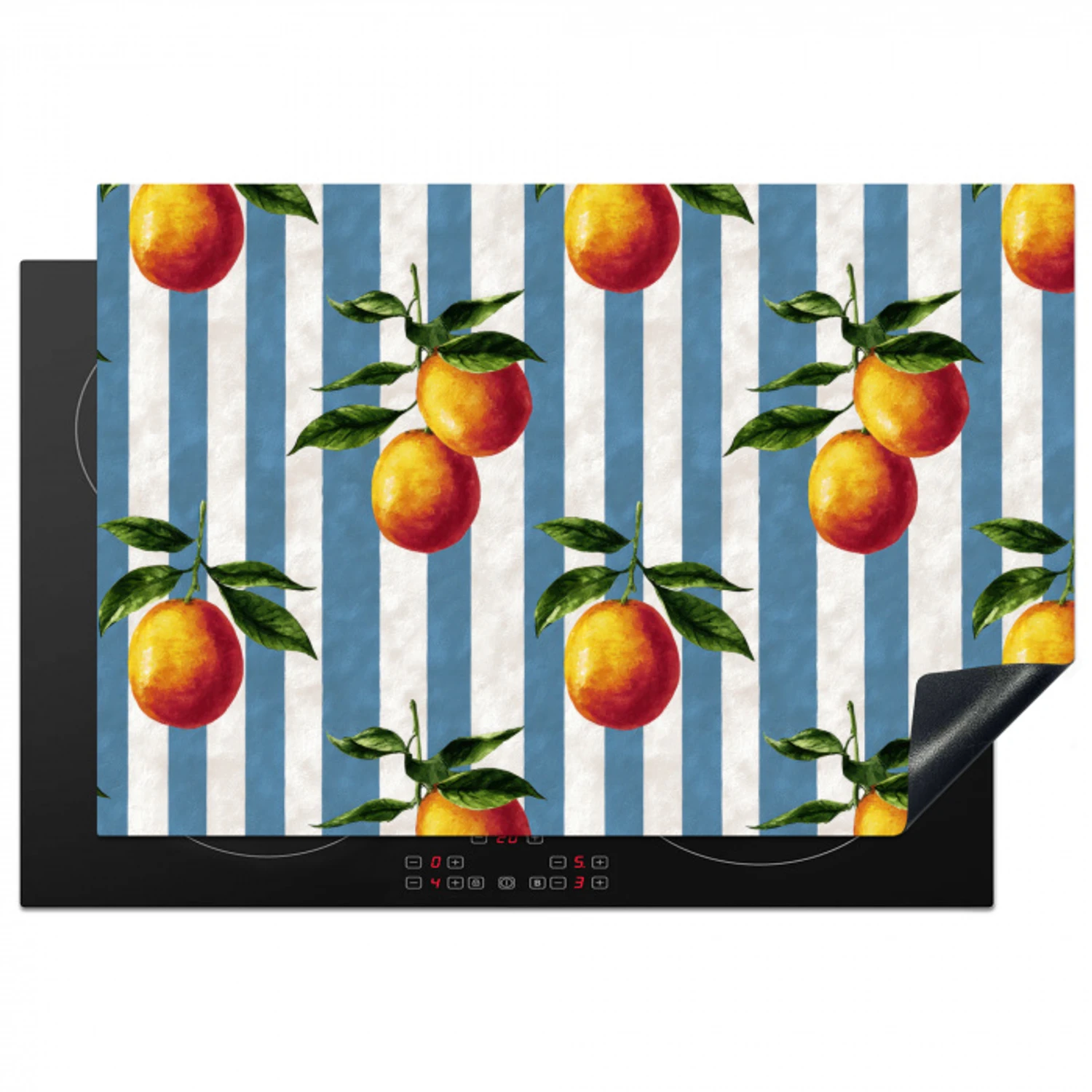 Strepen - Citroen - Blauw Inductie beschermer vinyl 3mm klein 276 -3d