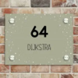 Olijfgroen met stippen - Modern Naambord Rechthoek middel -sfeer3