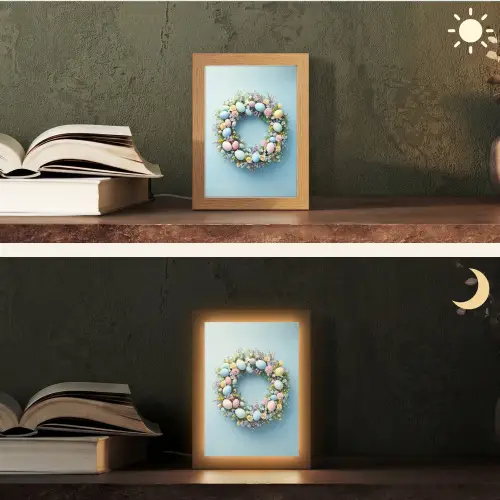 Krans - Eieren - Bloemen Light Box met kabel (Tafellamp) klein -sfeer3
